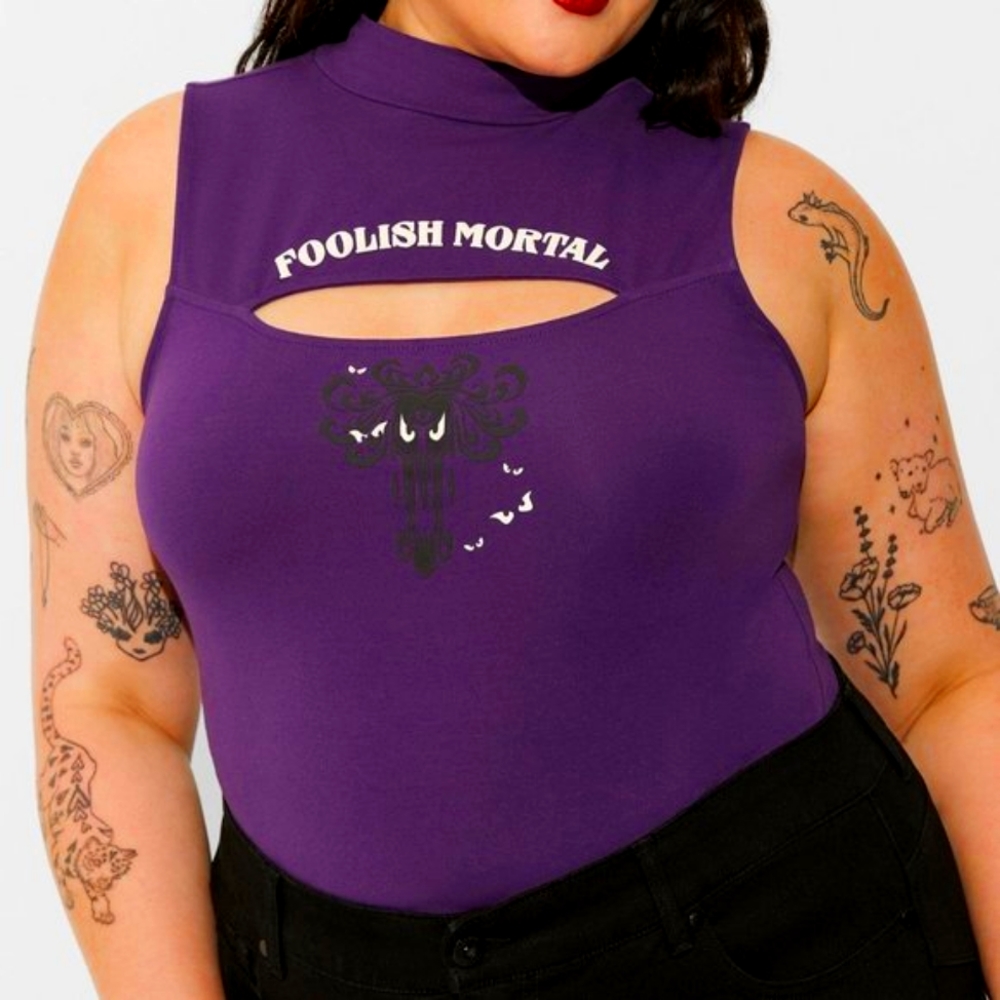 ❤️NWT TORRID HAUNTED MANSION DISNEY TANK TOP - FOXY CUT OUT MOCK NECK, PLUS SIZE